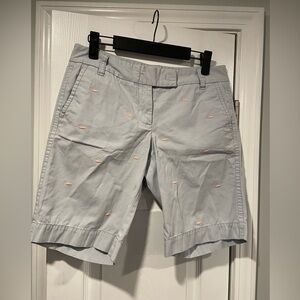 J. crew Classic Twill Chino City Fit Light Blue Pink Embroidered Whales Size 4